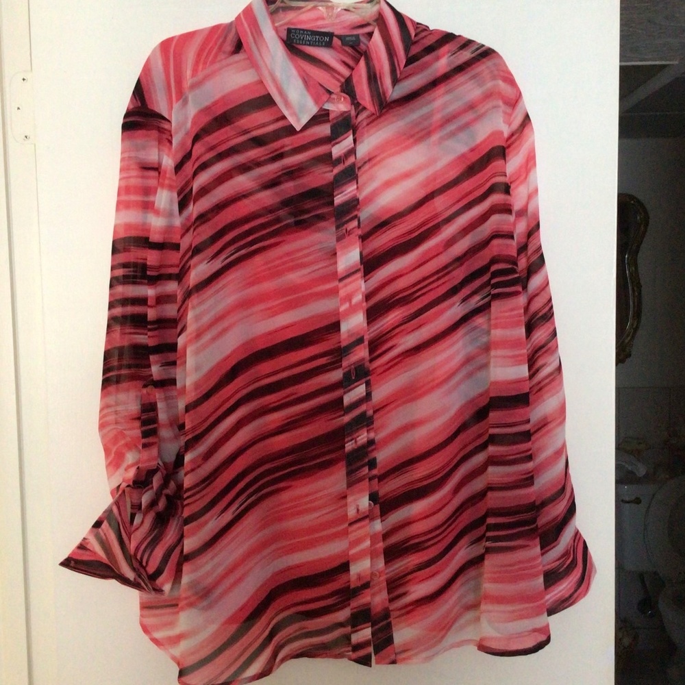 Red and brown blouse